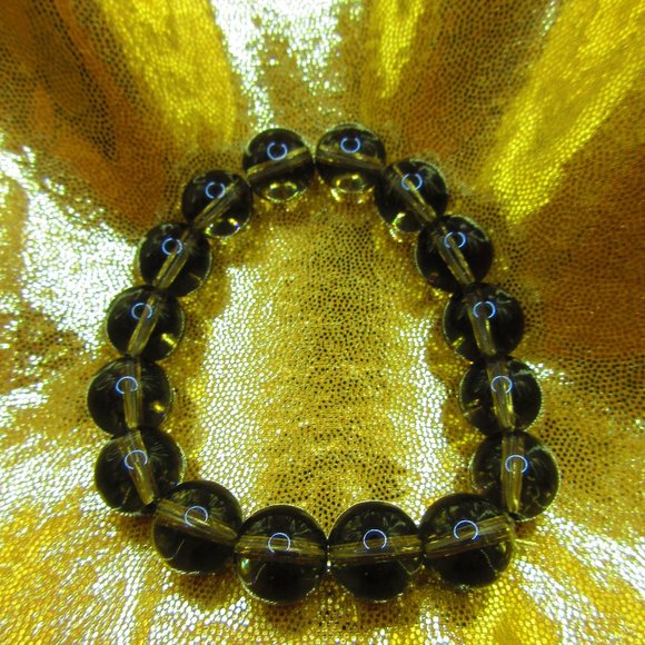 Smoky Quartz 12mm Round 7" Stretchy Gemstone Bracelet - Picture 2 of 3